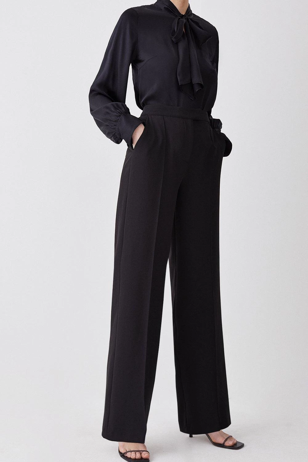 Karen Millen Stretch Cady High Rise Wide Leg Trouser - Image 2