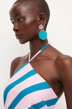 Karen Millen Stripe Halter Mini Dress