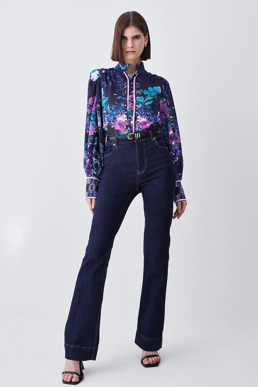 Karen Millen Boarder Floral Print Satin Blouse - Image 6