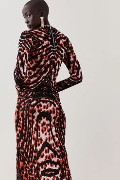 Karen Millen Embellished Twist Slinky Jacquard Knit Maxi Dress