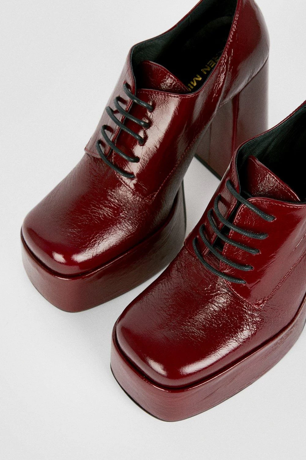 Karen Millen Leather Platform Lace Up Shoe Boot - Image 3