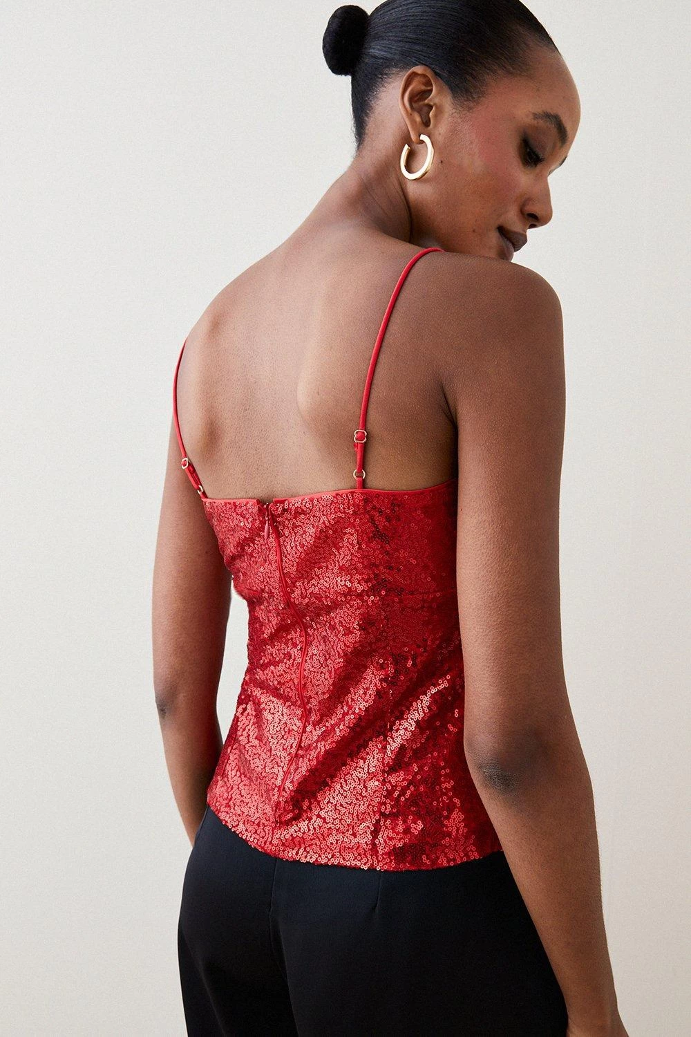 Karen Millen Sequin Strappy Cami Top - Image 3