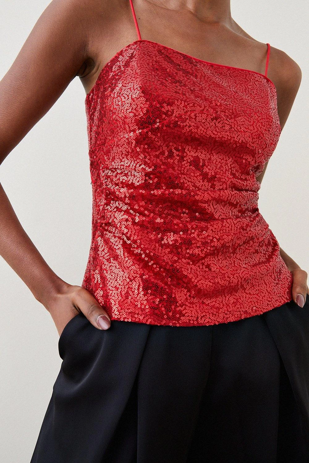 Karen Millen Sequin Strappy Cami Top