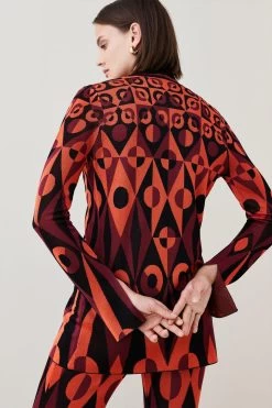 Karen Millen Slinky Geo Jacquard Knit Shirt