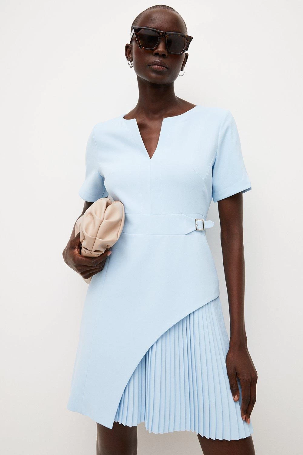 Karen Millen Tailored Military Pleat Short Sleeve Mini Dress - Image 4