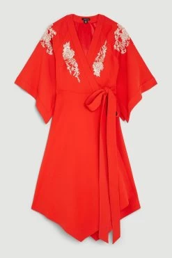 Karen Millen The Founder Kimono Style Embroidered Midi Dress