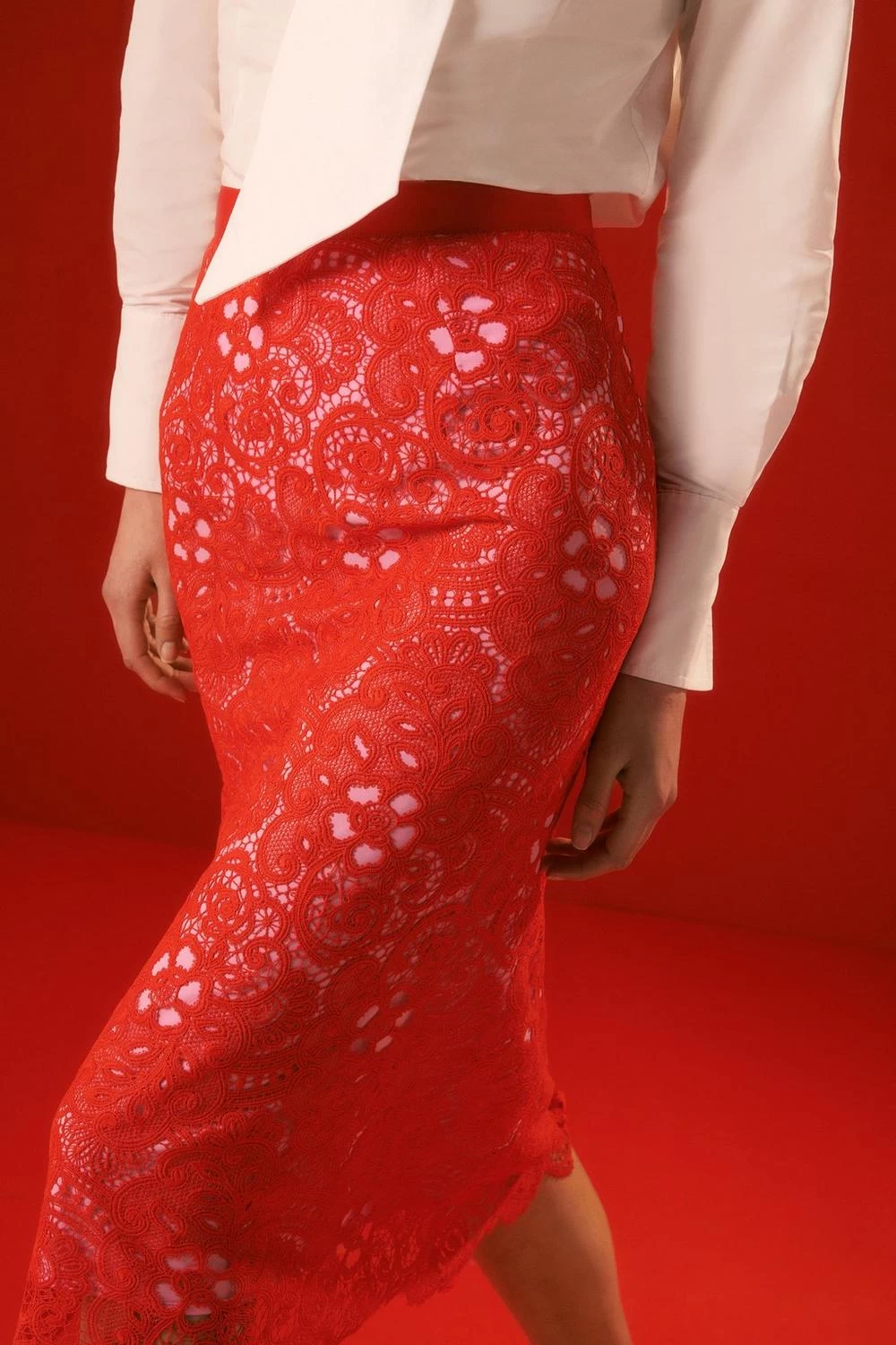 Karen Millen The Founder Lace Woven Skirt - Image 6