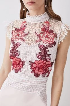 Karen Millen Rose Guipure Lace Mini Dress