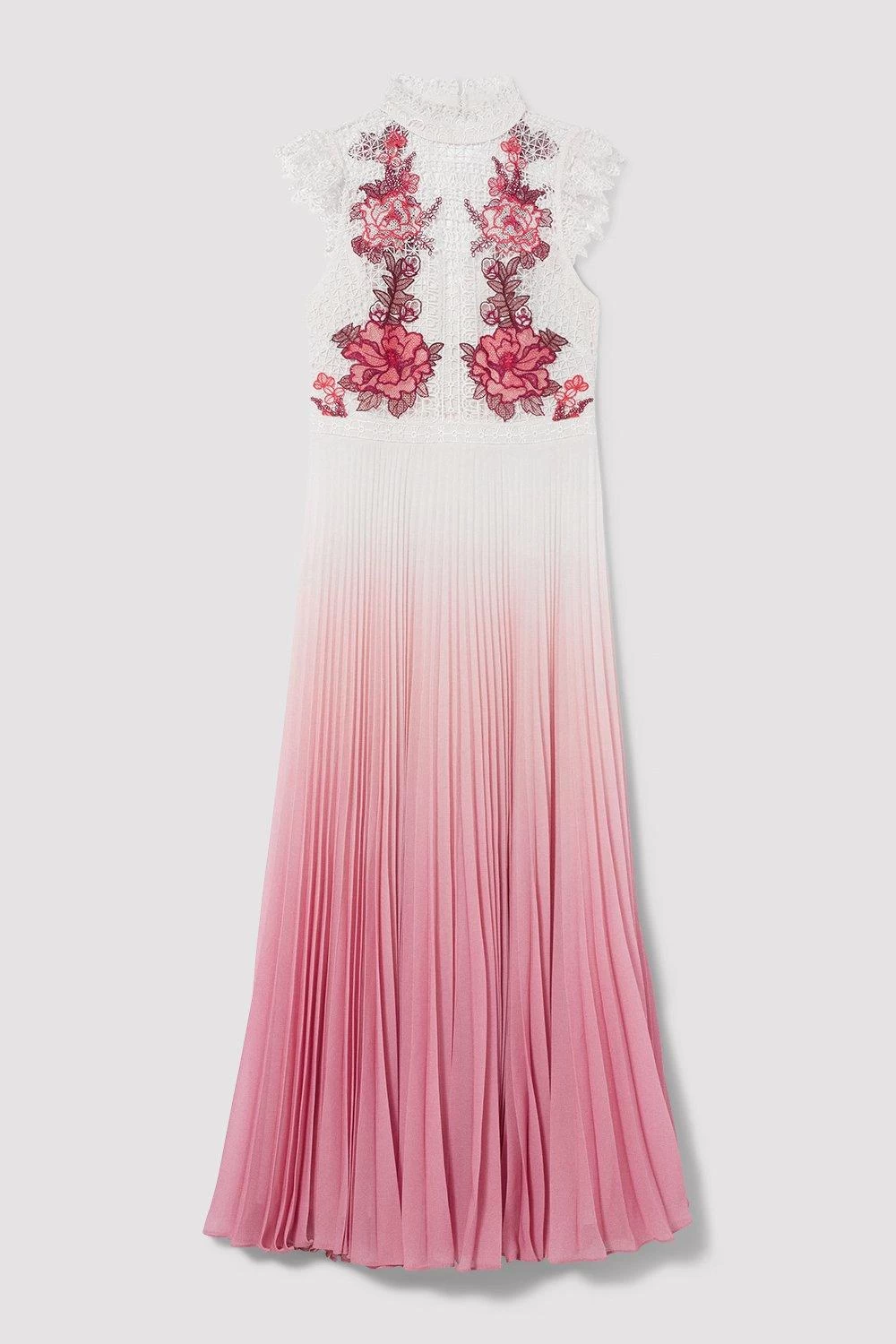 Karen Millen Rose Guipure Lace Woven Pleat Skirt Midi Dress - Image 5