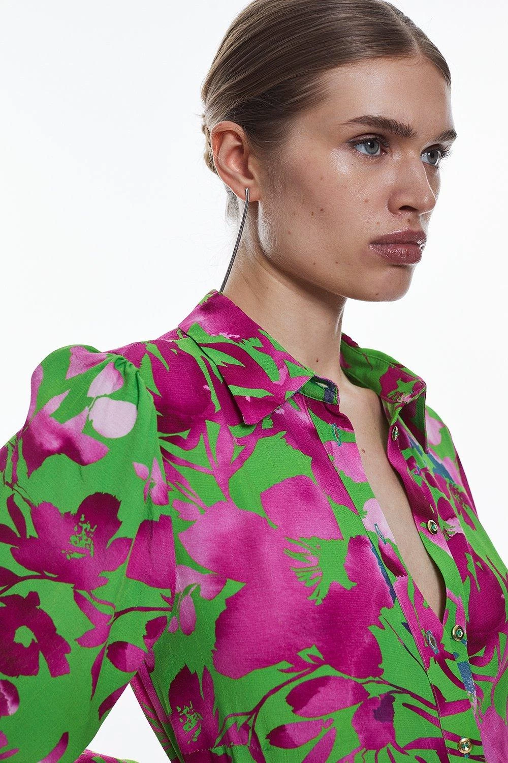 Karen Millen Silhouette Floral Woven Shirt