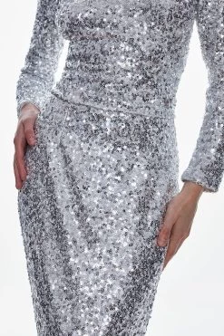Karen Millen Bias Cut Sequin Skirt
