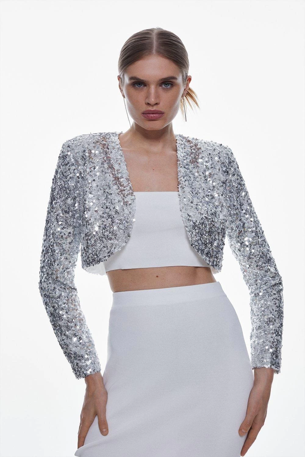 Karen Millen Sequin Cropped Jacket - Image 3