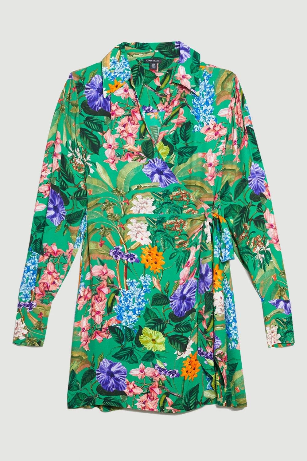 Karen Millen Spring Floral Wrap Detail Mini Dress - Image 5