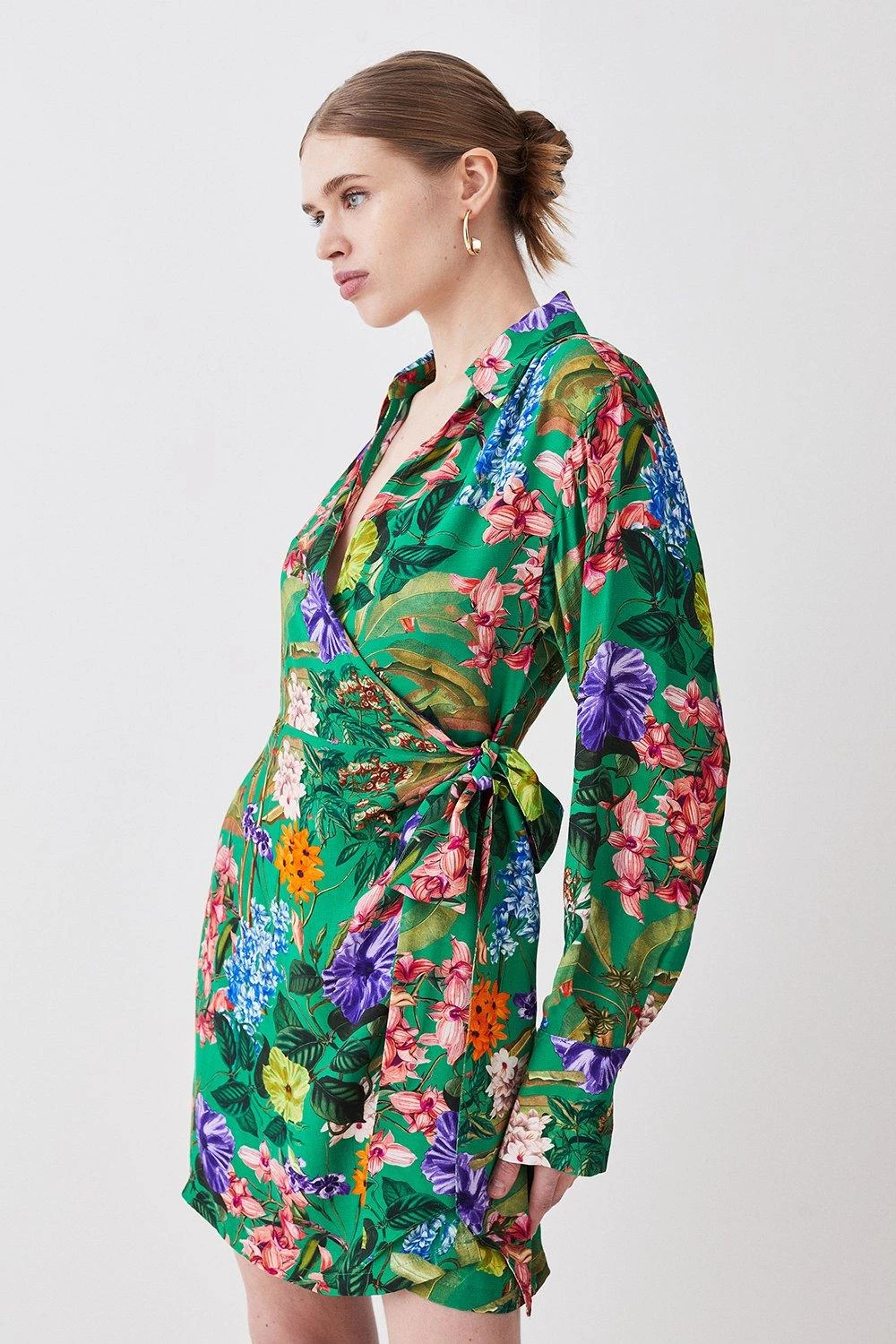 Karen Millen Spring Floral Wrap Detail Mini Dress