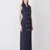 Karen Millen Tailored Denim Belted Trench Midi Dress
