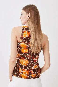 Karen Millen Tall Mixed Animal Woven Shell Top
