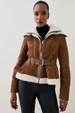 Karen Millen Lydia Millen Two In One Shearling Coat