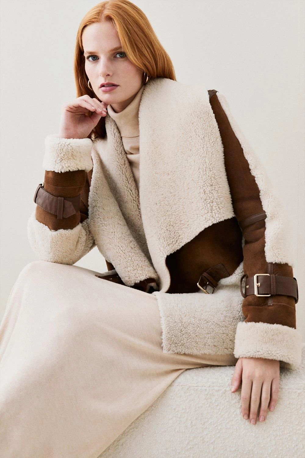 Karen Millen Merino & Leather Tab Side Biker Jacket - Image 2