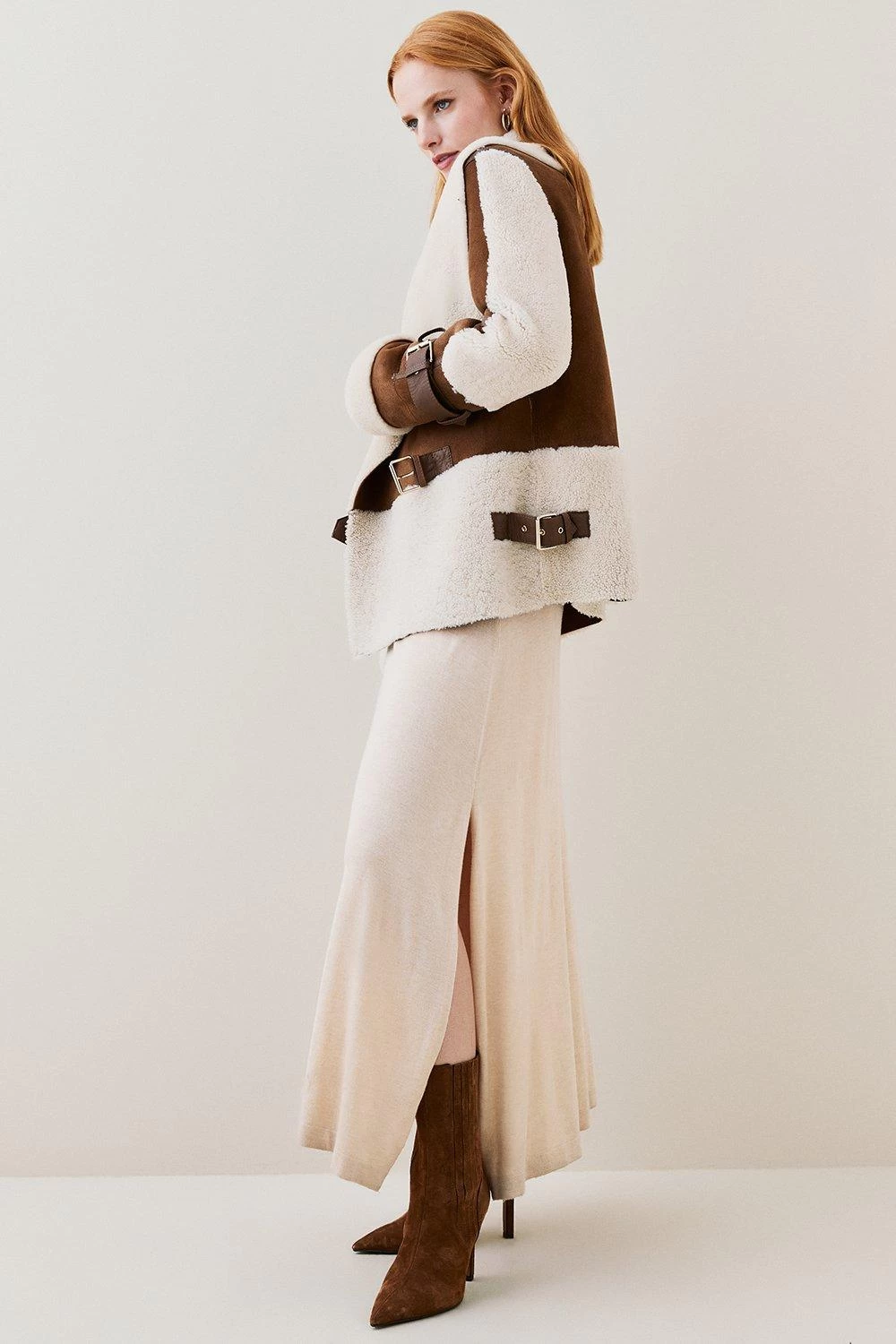 Karen Millen Merino & Leather Tab Side Biker Jacket - Image 3