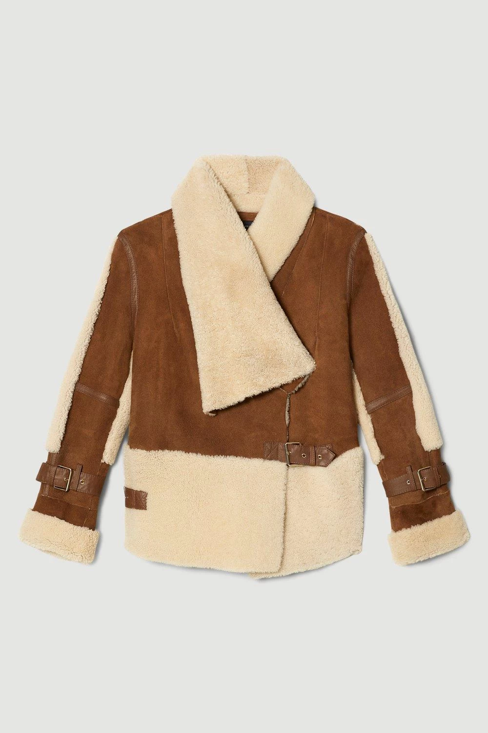 Karen Millen Merino & Leather Tab Side Biker Jacket - Image 4