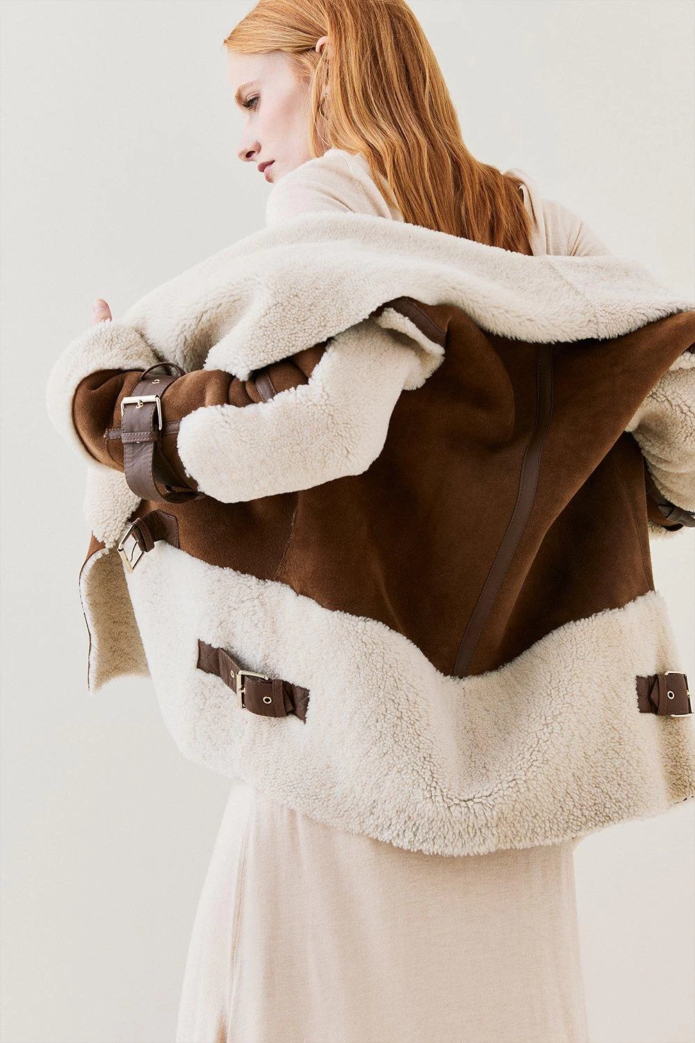 Karen Millen Merino & Leather Tab Side Biker Jacket - Image 5