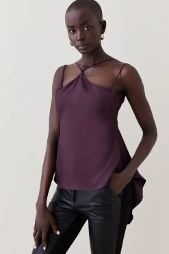 Karen Millen Utility Viscose Twill Cut Out Drama Woven Cami
