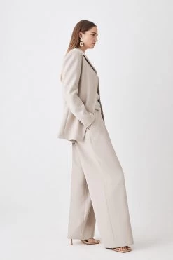 Karen Millen Compact Stretch Low Waist Wide Leg Trousers