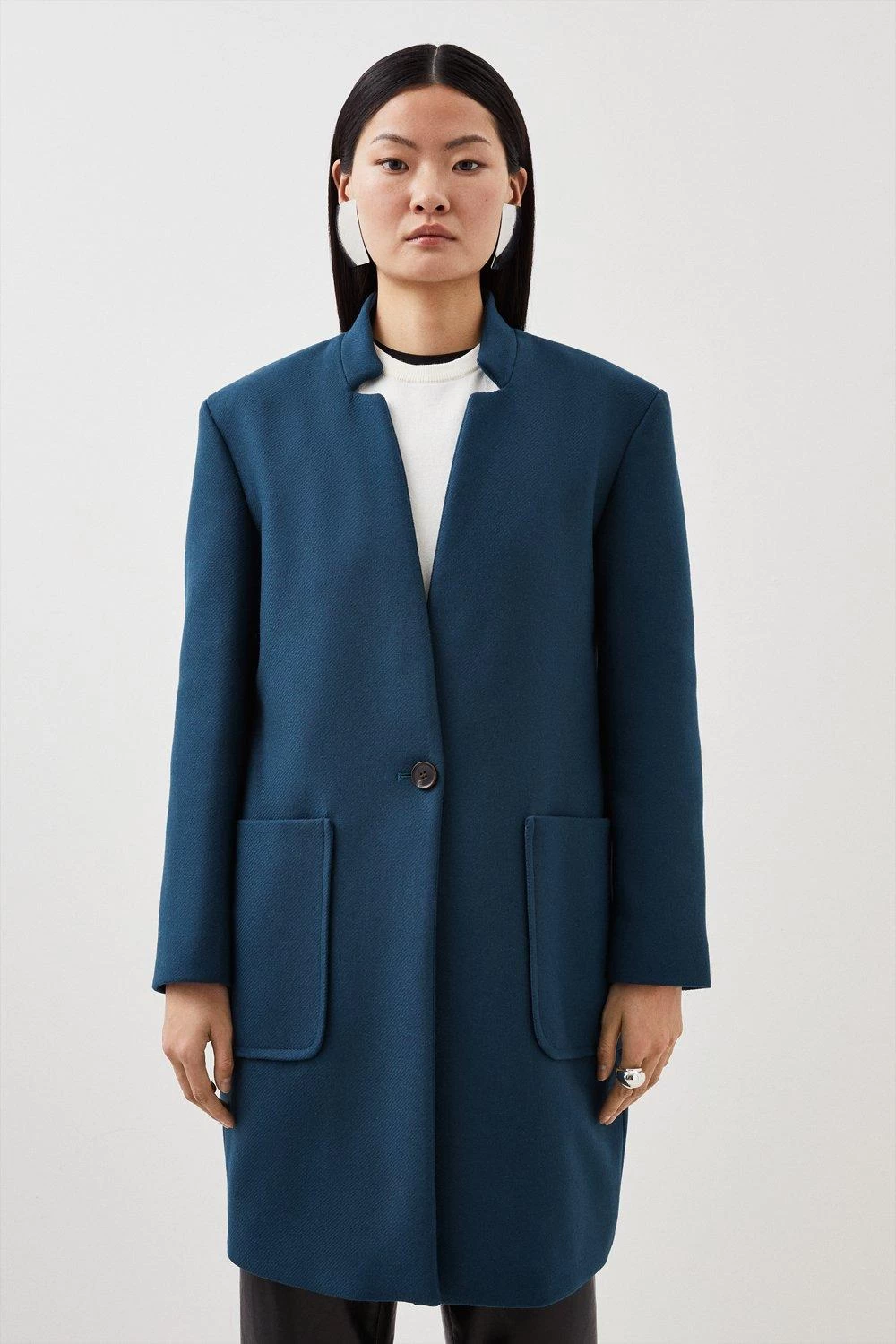 Karen Millen Italian Virgin Wool Notch Pop On Coat - Image 5