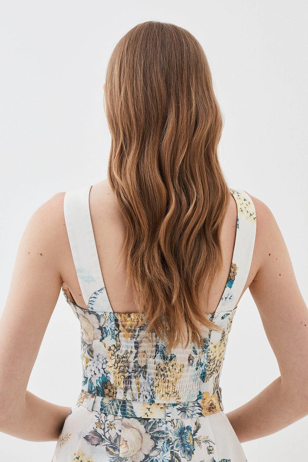 Karen Millen Trailing Floral Cotton Sateen Crop Top - Image 3