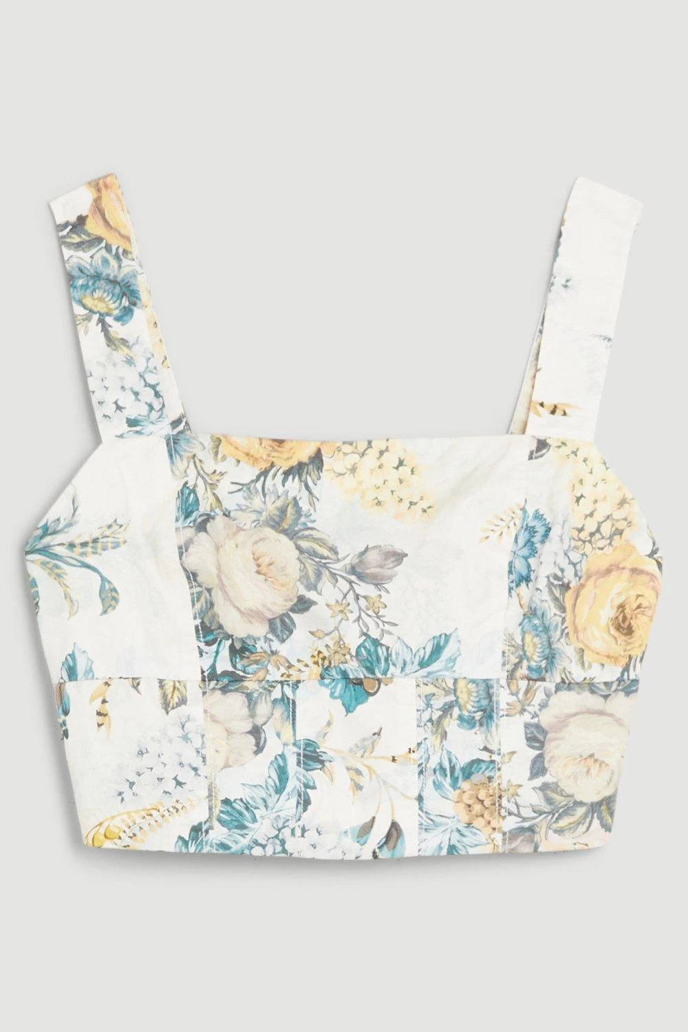 Karen Millen Trailing Floral Cotton Sateen Crop Top - Image 5