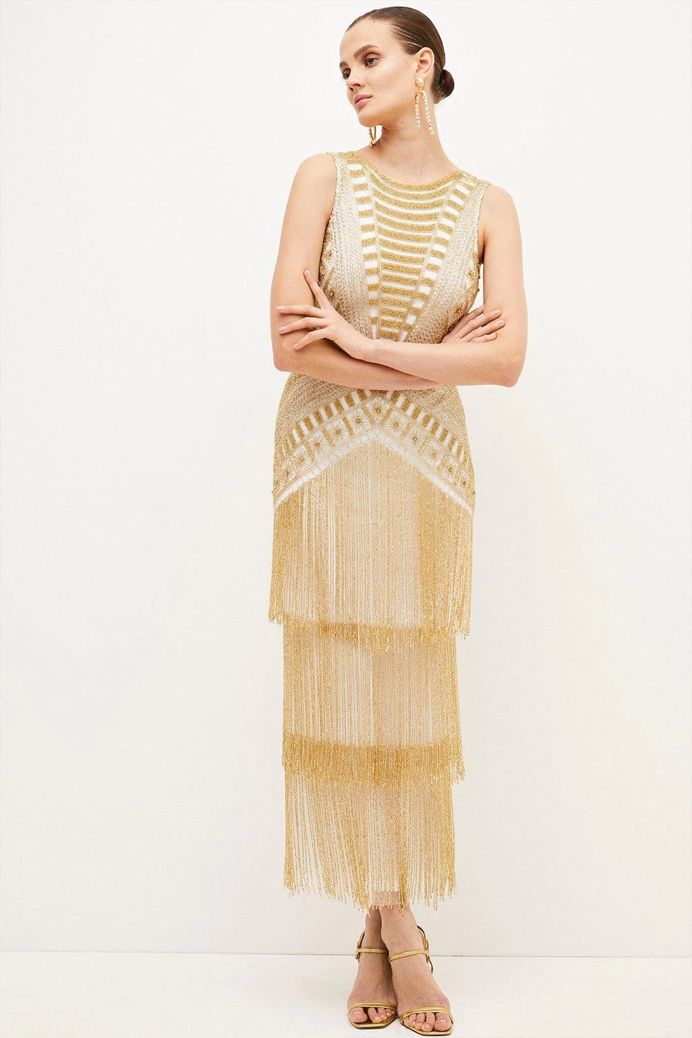 Karen Millen Beaded Fringed Tiered Maxi Dress - Image 2