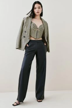 Karen Millen Italian Texture & Sequin Tweed Corset Top